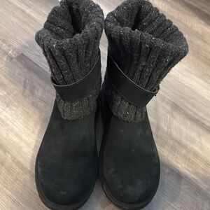 Women's Black Knit Cuff Boots